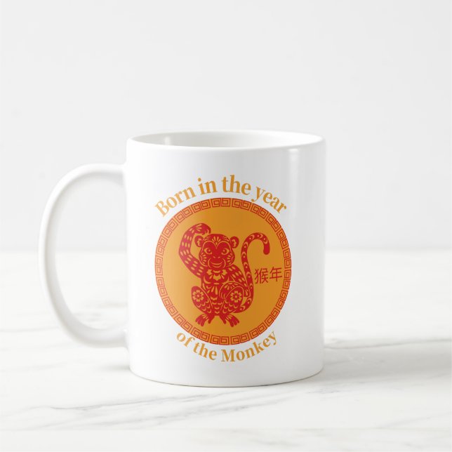 Född i Monkey-året-China Zodiac Kaffemugg (Vänster)