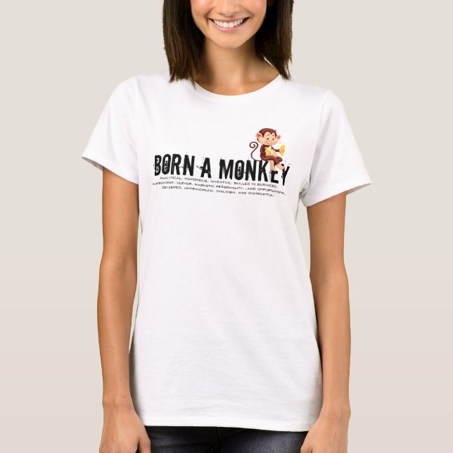 Född i Monkey-året T Shirt (Framsida)