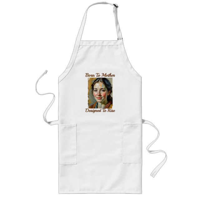Född i Mor-offerten Cooking Apron Långt Förkläde (Framsidan)