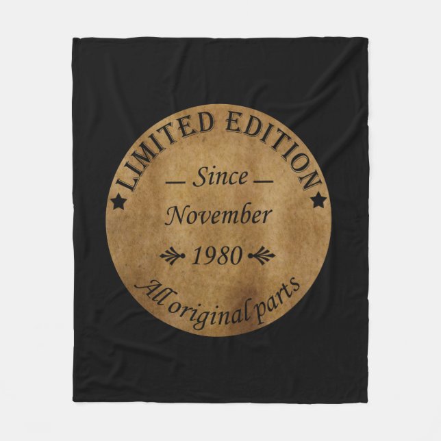 född i november 1980 vintage fleecefilt (Framsidan)