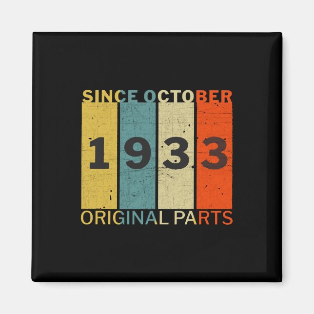 Född i oktober 1933 Lättburet födelsedag Retrocita Magnet (Framsidan)