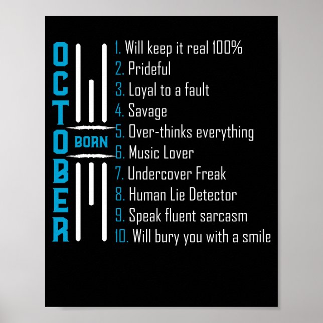 Född i oktober födelsedag poster (Framsidan)