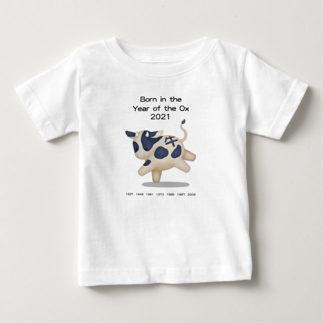 Född i Ox 2021 Zodiac Sign Cute T Shirt (Framsida)
