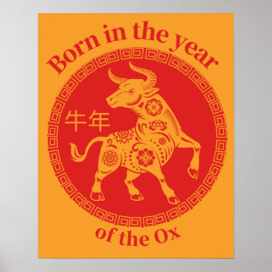 Född i Ox-kinesiska Zodiac-året Poster
