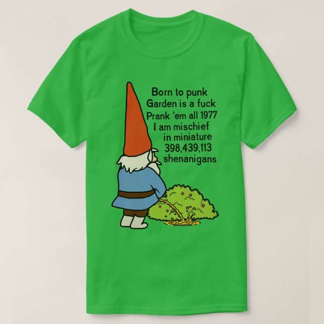 Född i Punk Garden Gnome T Shirt (Design framsida)
