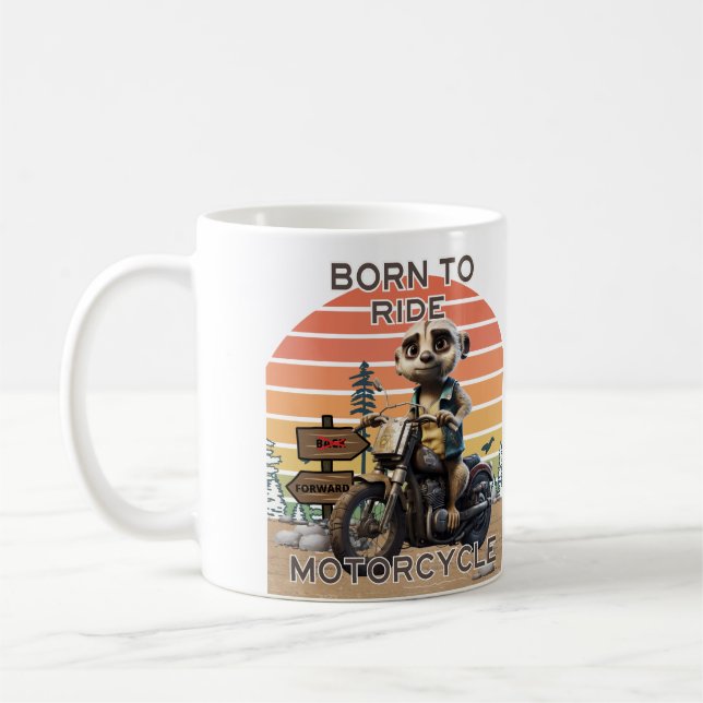 Född i Ride Motorcycle - Meerkat Kaffemugg (Vänster)