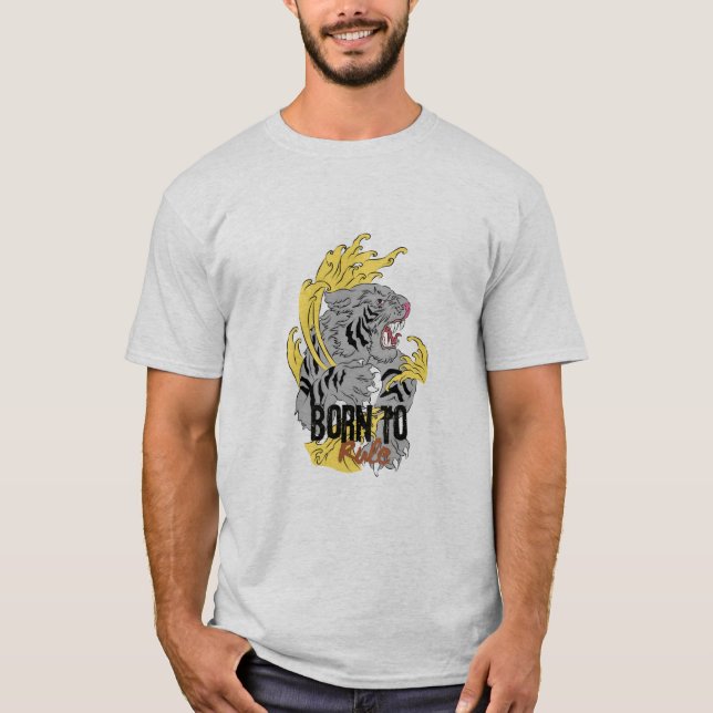 Född i Rule Fierce Tiger Manar Graphic T-Shirt 👕 (Framsida)