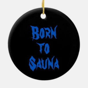 Född i Sauna finskt prydnadsföremål (svart; rund) Julgransprydnad Keramik