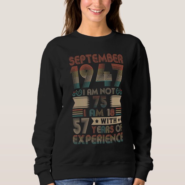 Född i september 1947 i 75:e 1947 75 t shirt (Framsida)