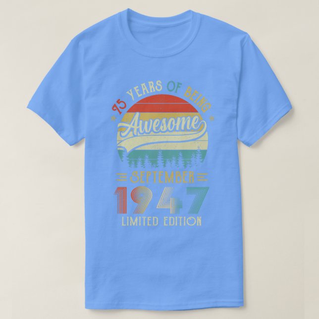 Född i september 1947 i 75:e 1947 75 t shirt (Design framsida)