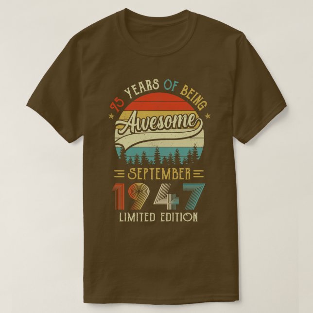 Född i september 1947 i 75:e 1947 75 t shirt (Design framsida)