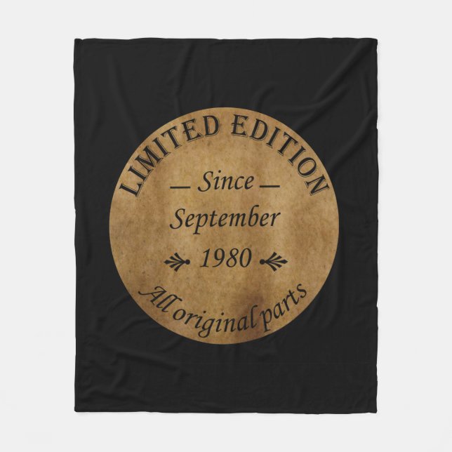 född i september 1980, vintage födelsedag fleecefilt (Framsidan)