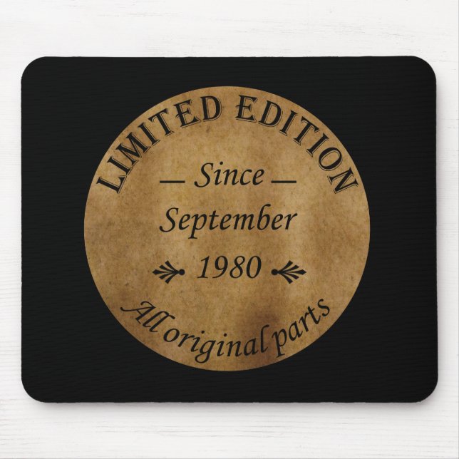född i september 1980, vintage födelsedag musmatta (Framsidan)