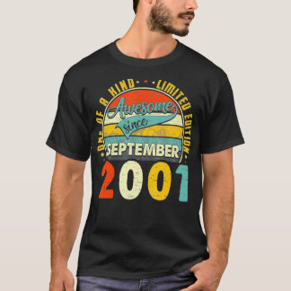Född i september 2001 19:e födelsedagen Gift Retro T Shirt