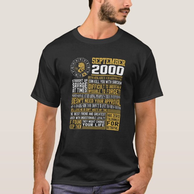 Född i september Våg 2000 T Shirt (Framsida)