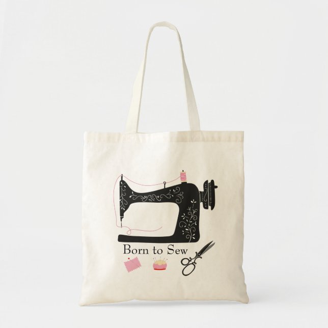 Född i Sew Scissors och Sewing Maskin Hobby Tygkasse (Framsidan)