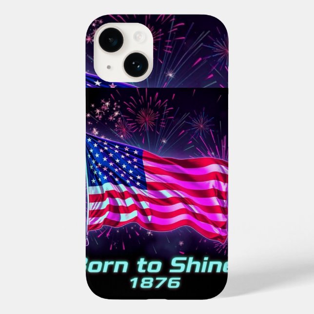 Född i Shine - 1776 Neon Glitch American Flagga Ph (Baksida)