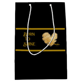 Född i Shine Black och Guld Medium Gift Bag