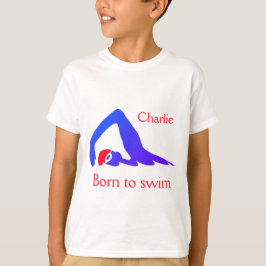 Född i simma, pojkens, blå, med ditt namn tröja