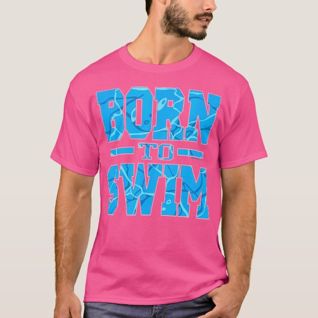 Född i Simma Vatten Athletic Swimming T Shirt (Framsida)