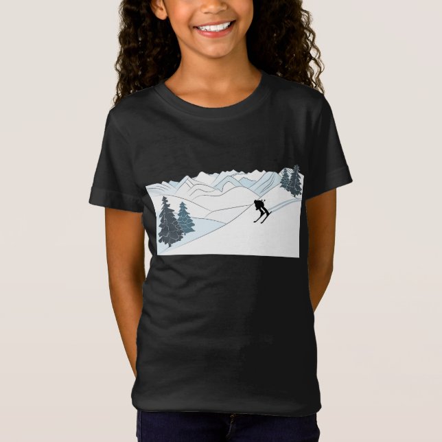 Född i Ski-Ski Resort Scene Winter Sports T Shirt (Framsida)