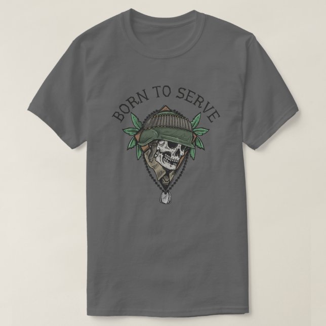 Född i  Skull Soldat T Shirt (Design framsida)