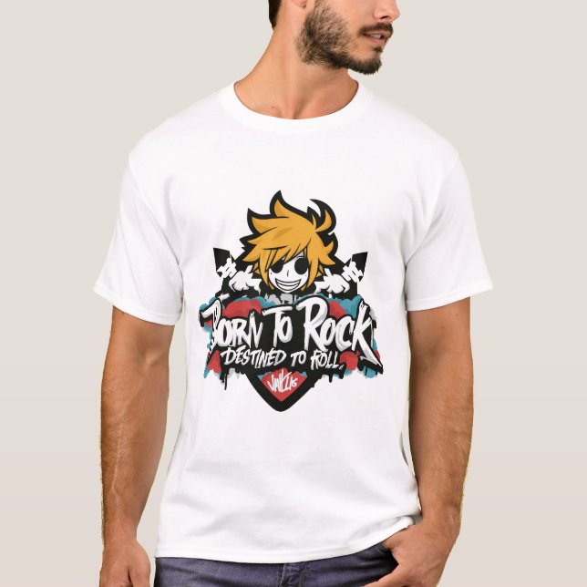 Född i sten avsedda för rullning , tecknad , graff t shirt (Framsida)