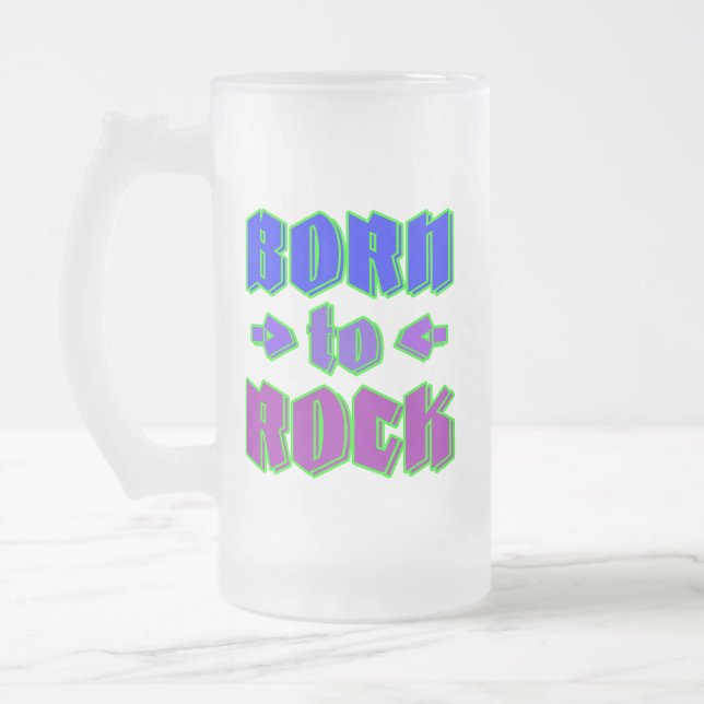 Född i sten, rock musik frostat ölglas (Vänster)