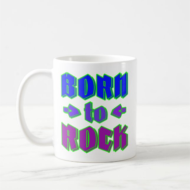 Född i sten, rock musik kaffemugg (Vänster)