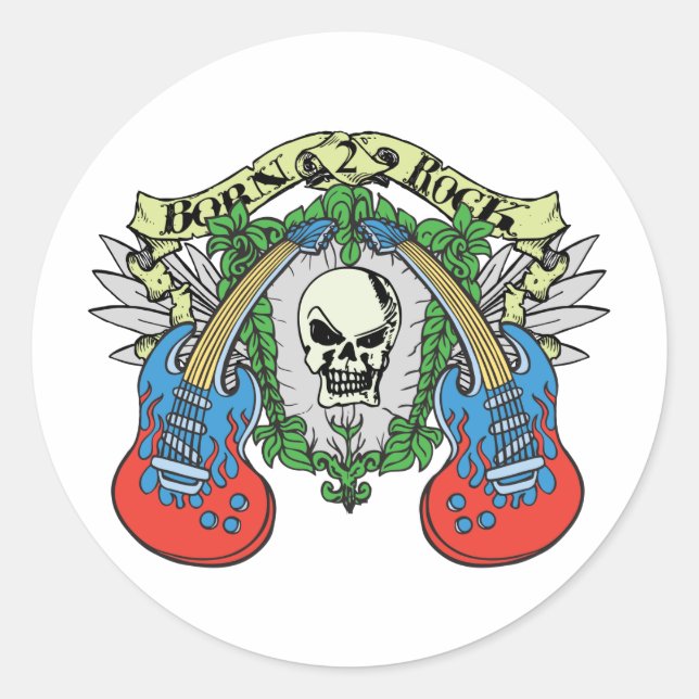 Född i Sten Runt Klistermärke (Framsida)