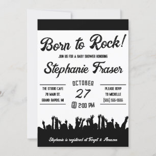 Född i Sten! Sten'n'n Roll Cont Baby Shower Inbjudningar