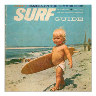 Född i Surfa Surfning av akut Vintage Fototryck