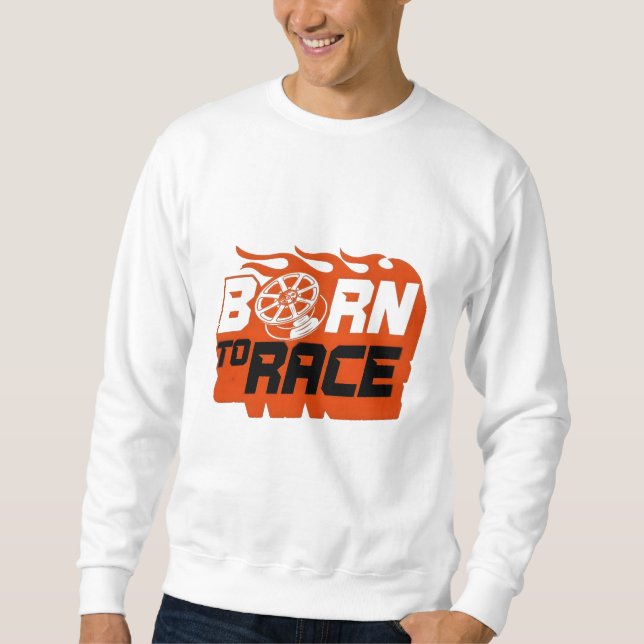 Född i Tävling - Fiery Wheel T-Shirt Lång Ärmad Tröja (Framsida)
