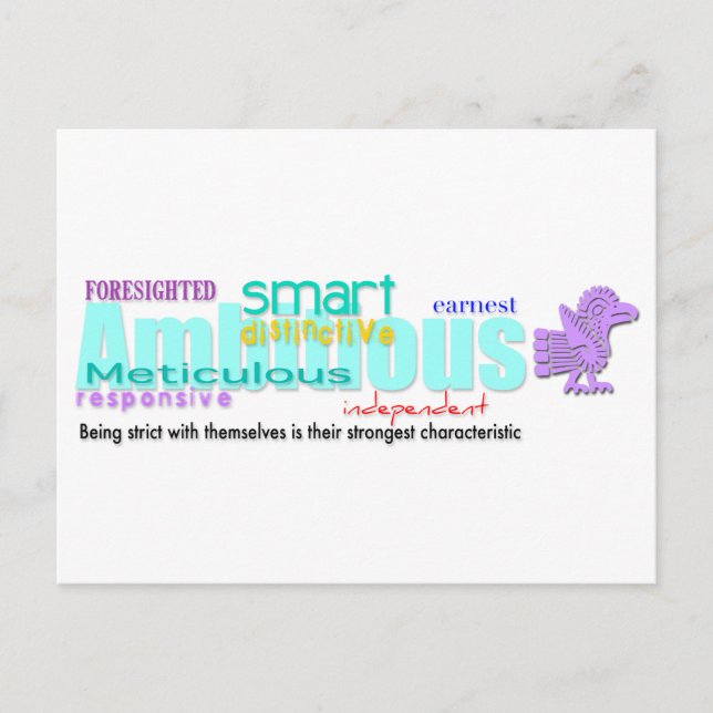 Född i Tupp Year Personality Postcard 2 Aztec Vykort (Framsida)