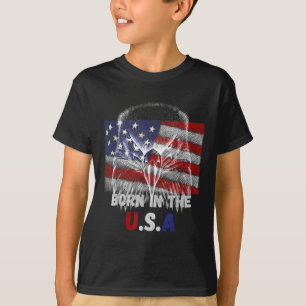 Född i USA:s.a Eagle Silhouette Patriotic Flagga T Shirt