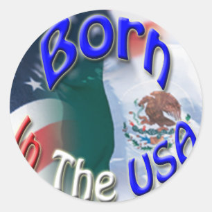 Född i USA Sticker med Mex-Amer Flagga Runt Klistermärke