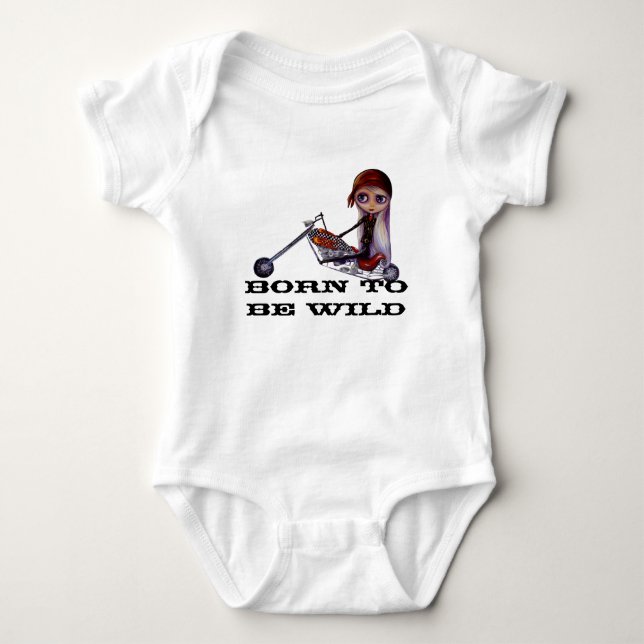 Född i Vild Motorcycle Harley Chopper Babe T-shirt (Framsida)
