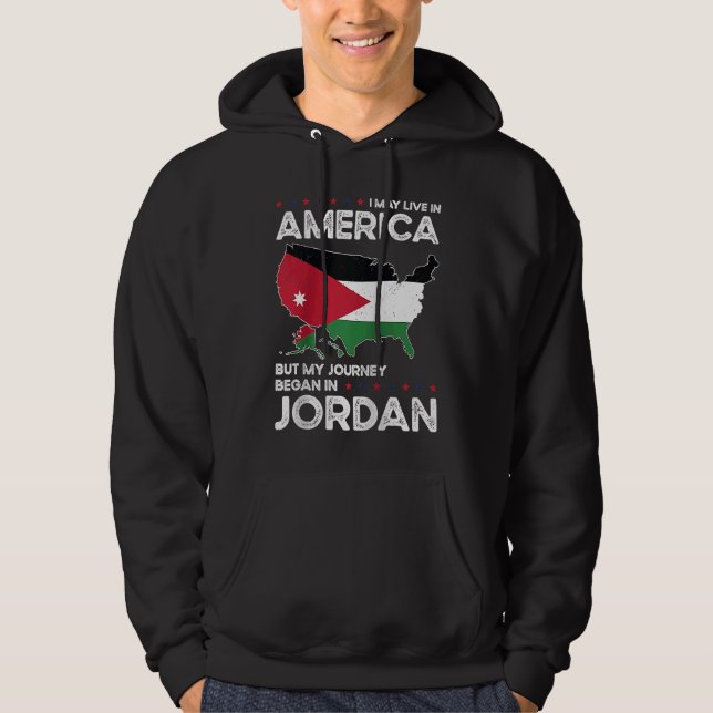 Född Jordanska Jordan American USA Citizmedborgars Hoodie (Framsida)