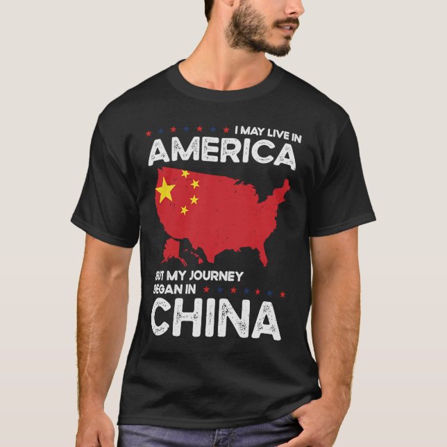 Född kinesisk China American USA CitizCitizCitizCi T Shirt (Framsida)
