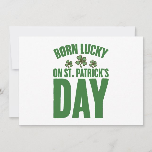 Född Lucky på St Patricks dag irländska födelsedag Inbjudningar (Framsida)