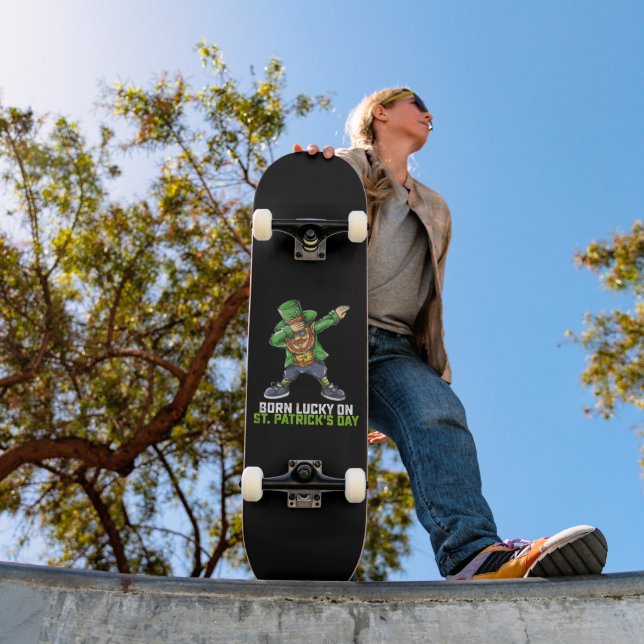 Född Lucky på St Patrick's Day Dabbing födelsedag Mini Skateboard Bräda 18,5 Cm (Utomhus 1)