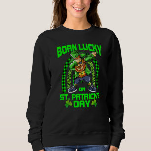 Född Lucky på St patricks day Dabbing Leprechaun B T Shirt