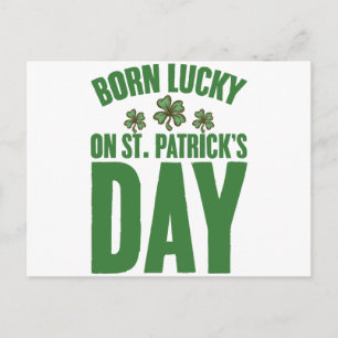 Född Lucky på St Patrick's Day irländsk födelsedag Vykort