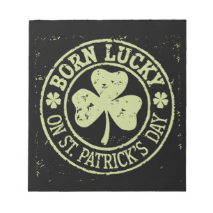 Född Lucky på St Patrick's Day irländska födelseda Anteckningsblock