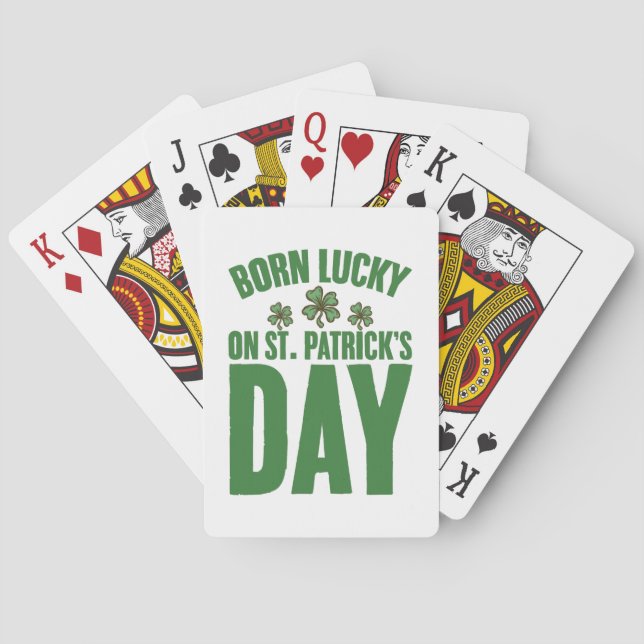 Född Lucky på St Patrick's Day irländska födelseda Casinokort (Baksidan)