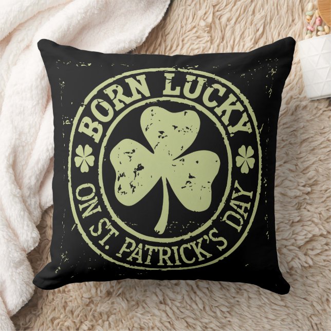 Född Lucky på St Patrick's Day irländska födelseda Kudde (Filt)