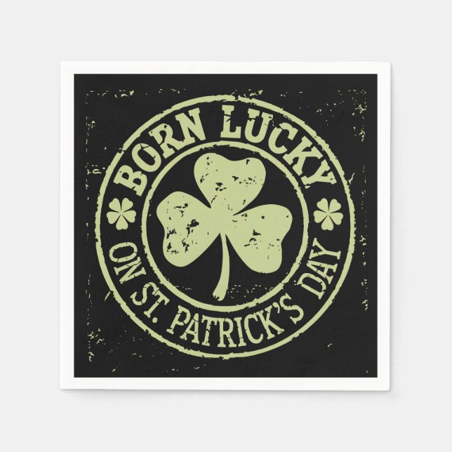 Född Lucky på St Patrick's Day irländska födelseda Pappersservett (Framsidan)