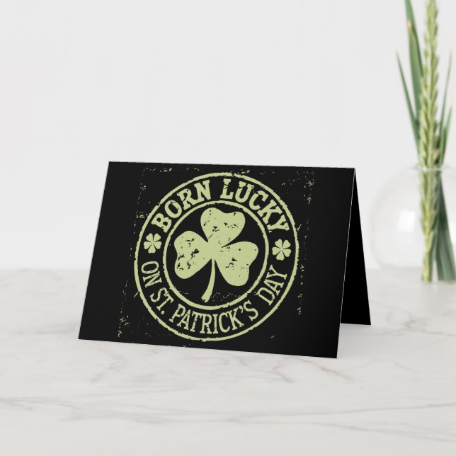 Född Lucky på St Patrick's Day irländska födelseda Tack Kort (Framsida)