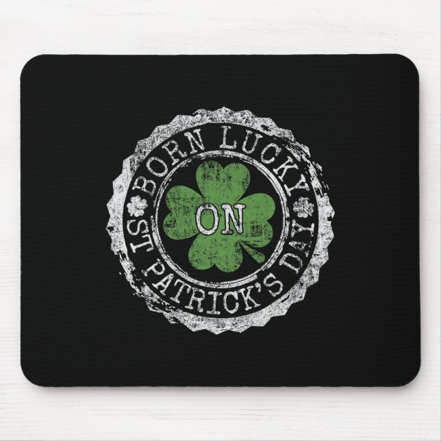 Född Lucky på St Patricks Day irländska klöver föd Musmatta (Framsidan)