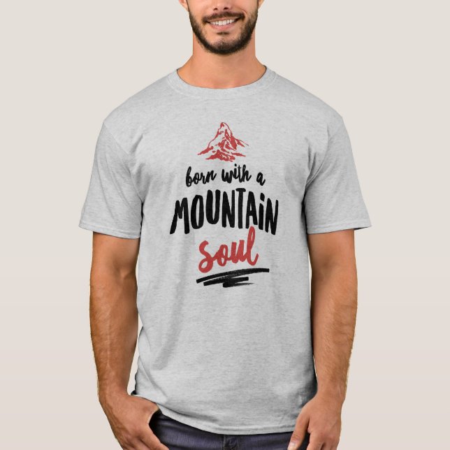 Född med bergssol tee shirt (Framsida)